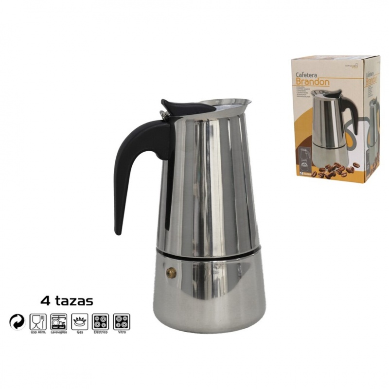cafetera 4 tazas acero inox