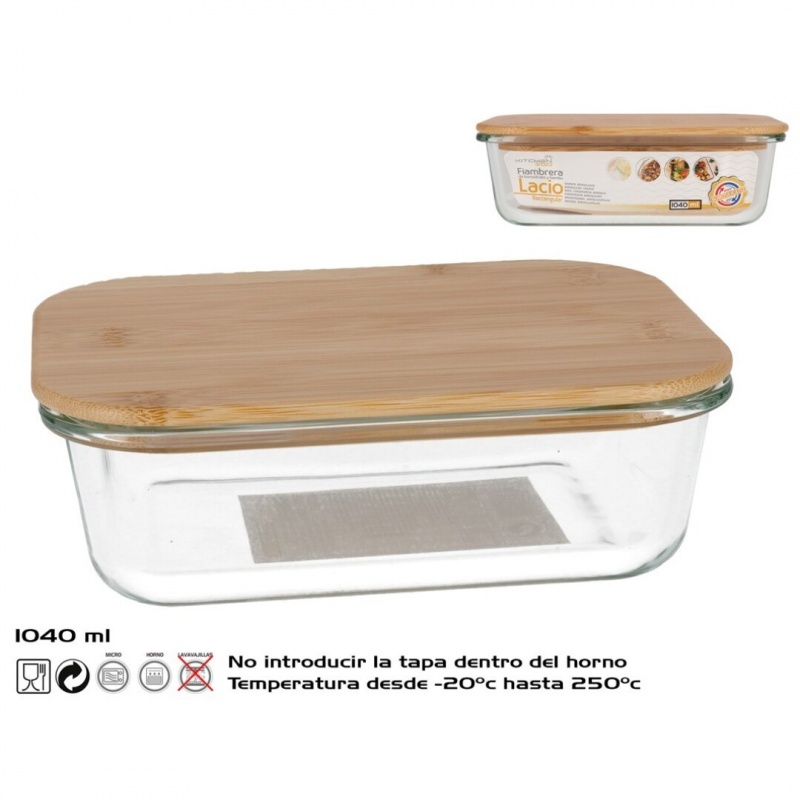 fiambrera cristal bambu  1040ml