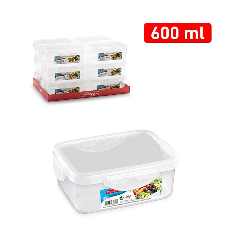 fiambrera click 600 ml  rectangular