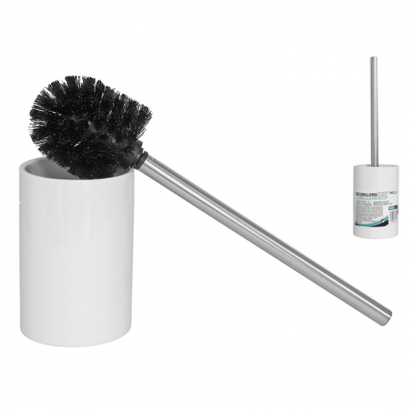 escobillero ceramica metal blanco