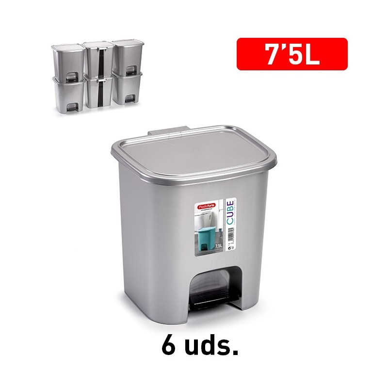 papelera 7.5 L  plata