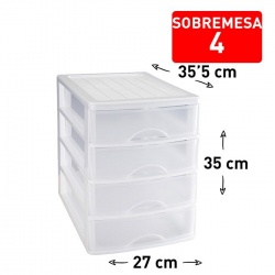 cajonera sobremesa  4 cajones blanco
