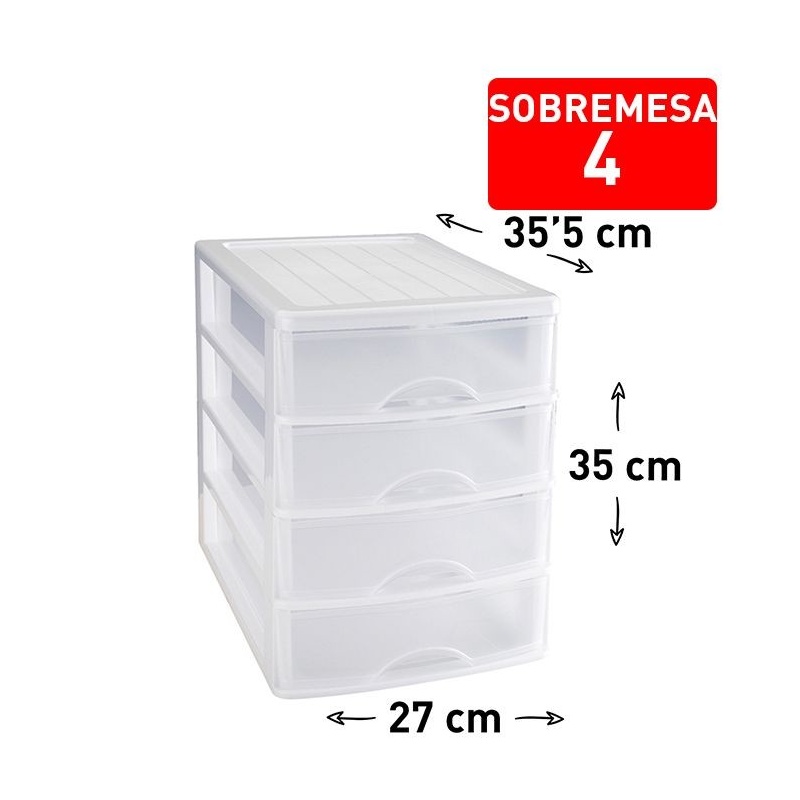cajonera sobremesa  4 cajones blanco