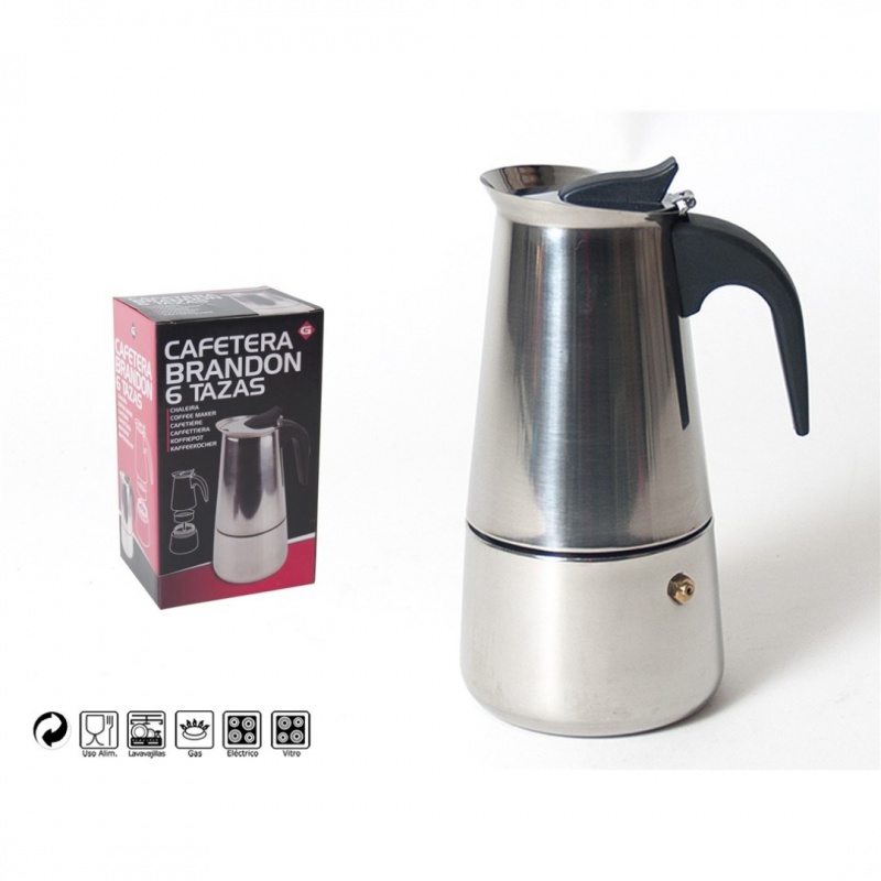 cafetera 6 tazas acero inox