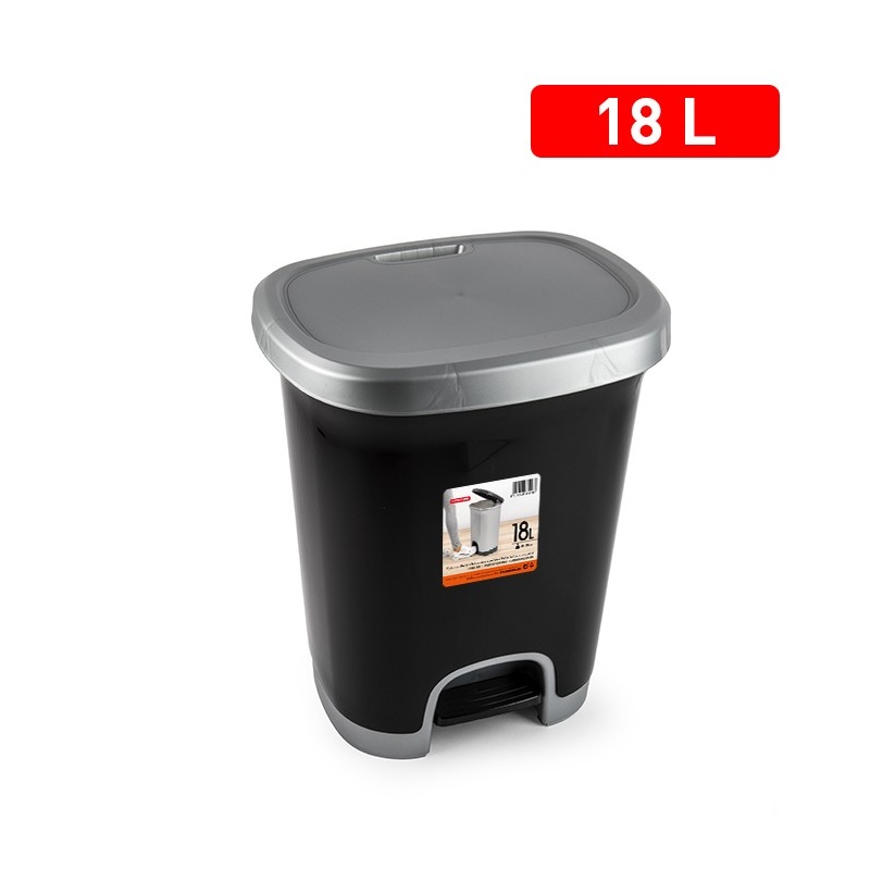 cubo pedal 18 L negro plata